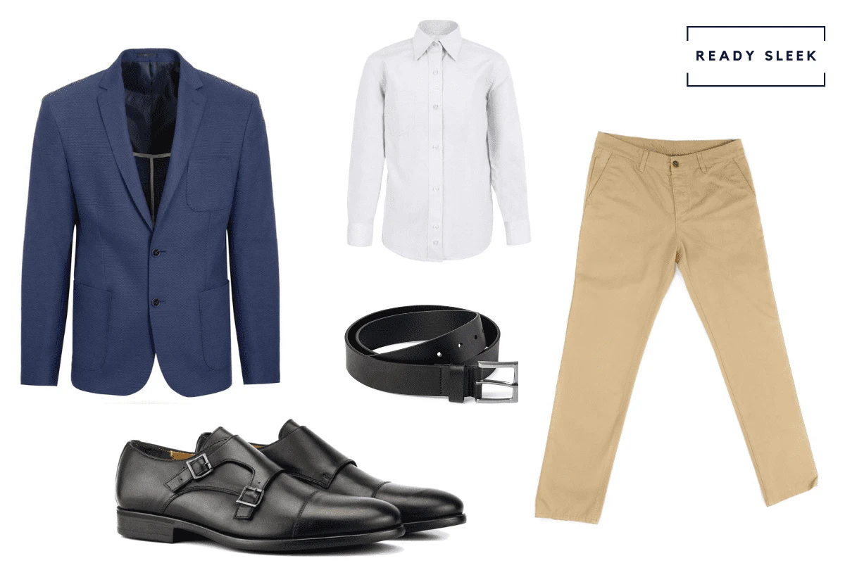 Navy Blazer with Khaki Pants